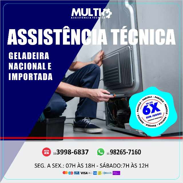 Assistência para geladeira duplex é com multitec